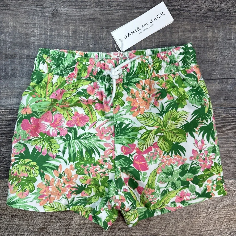 Janie and Jack Boys 18 To 24 Months Recycled Tropical‎ Floral Swim Trunk NEW